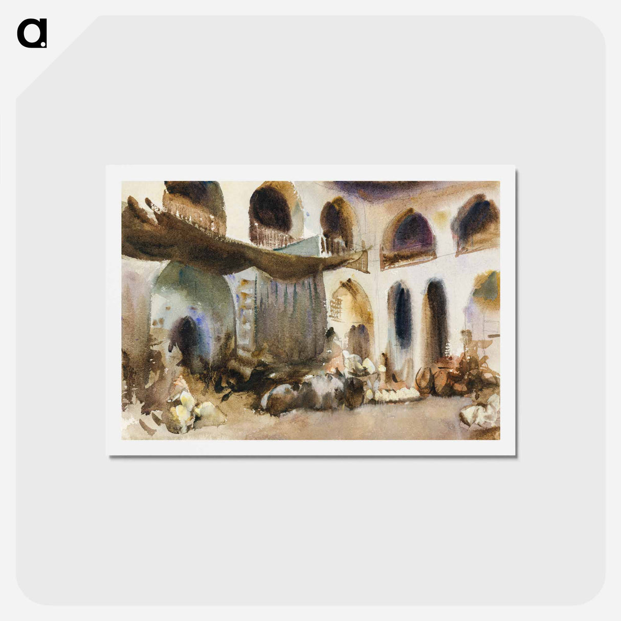 アートポストカード-Market Place - ジョン シンガー サージェント Postcard.