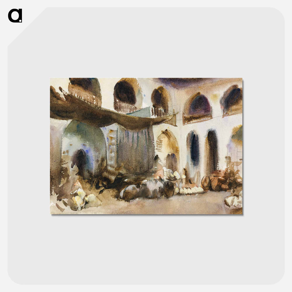 アートポストカード-Market Place - ジョン シンガー サージェント Postcard.