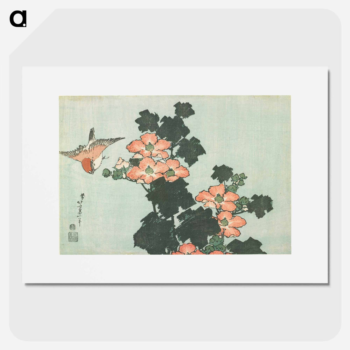 アートポスター-Hibiscus and Sparrow - 葛飾 北斎 Poster.