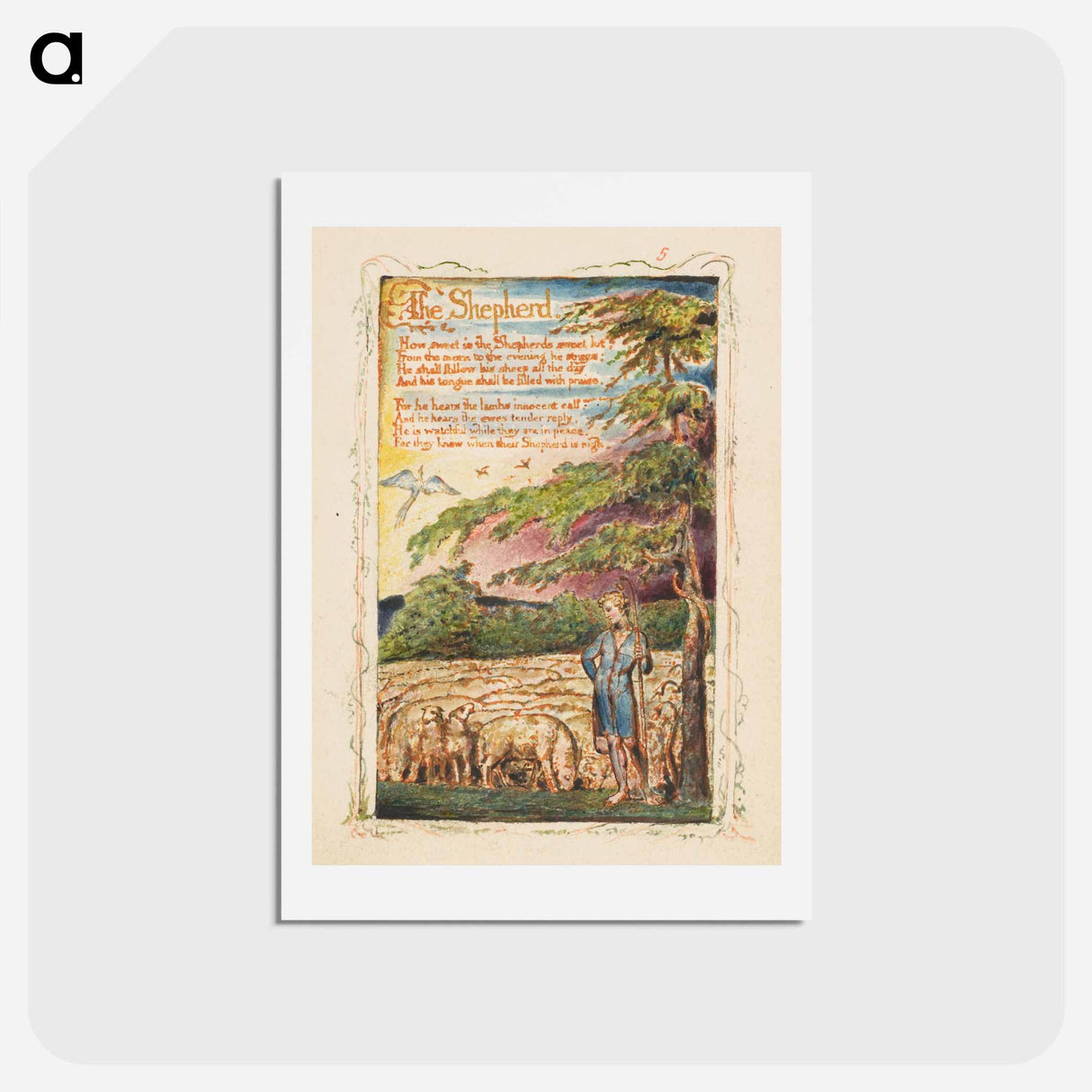 アートポストカード-Songs of Innocence and of Experience: The Shepherd - ウィリアム ブレイク Postcard.