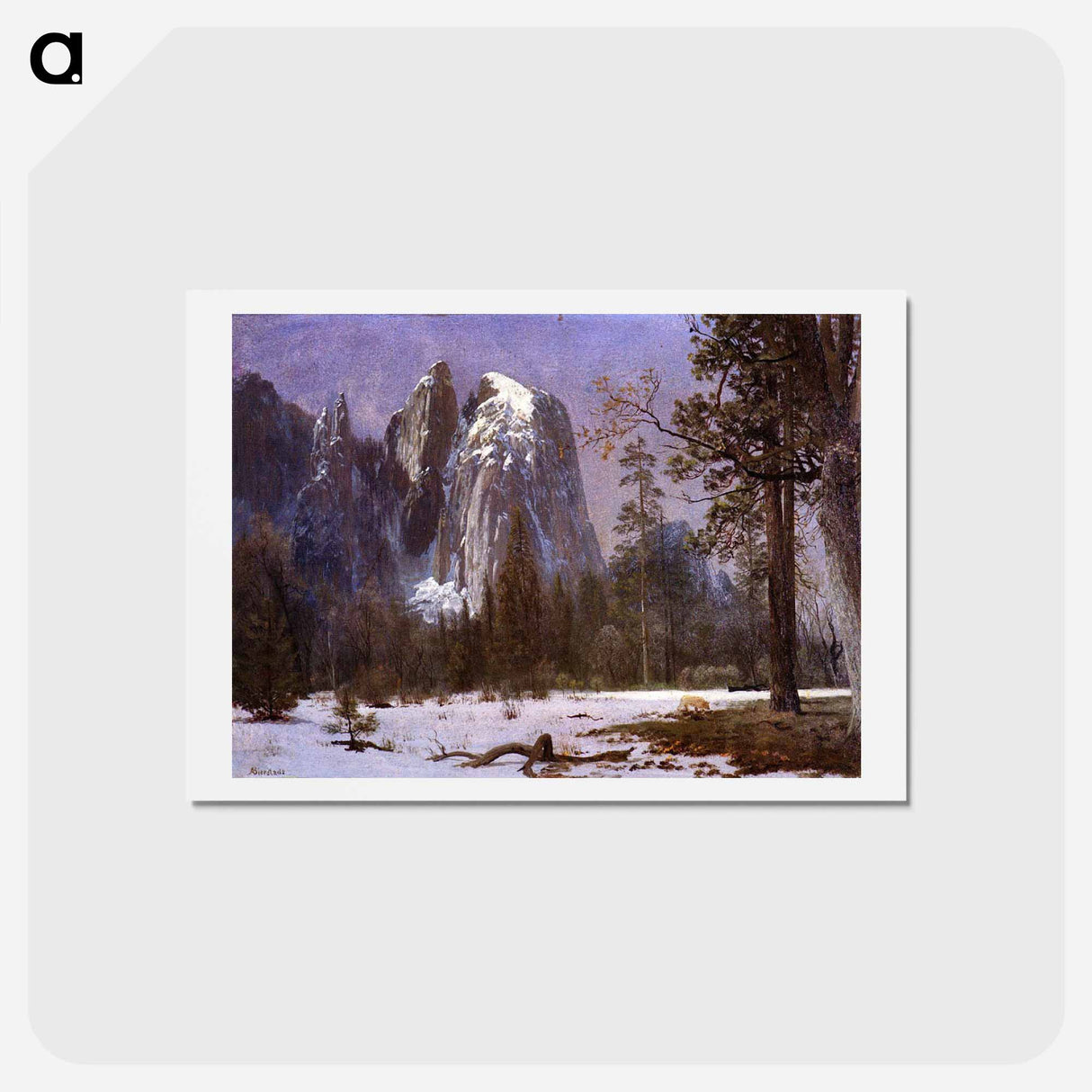 アートポストカード-Cathedral Rocks, Yosemite Valley, Winter - アルバート ビアスタット Postcard.