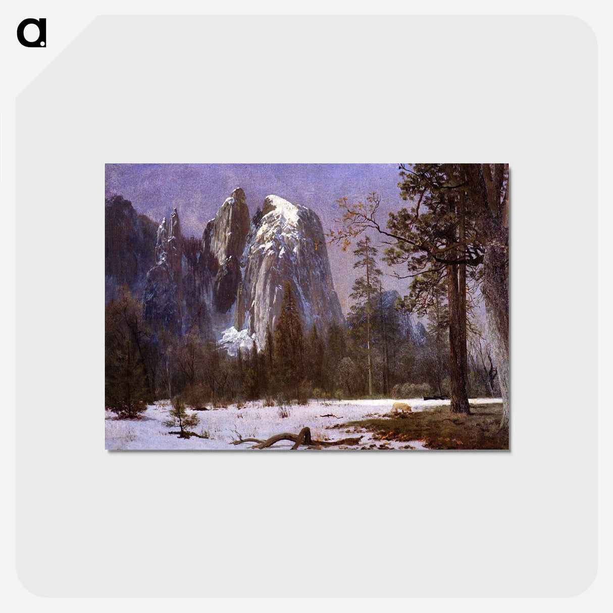 アートポストカード-Cathedral Rocks, Yosemite Valley, Winter - アルバート ビアスタット Postcard.