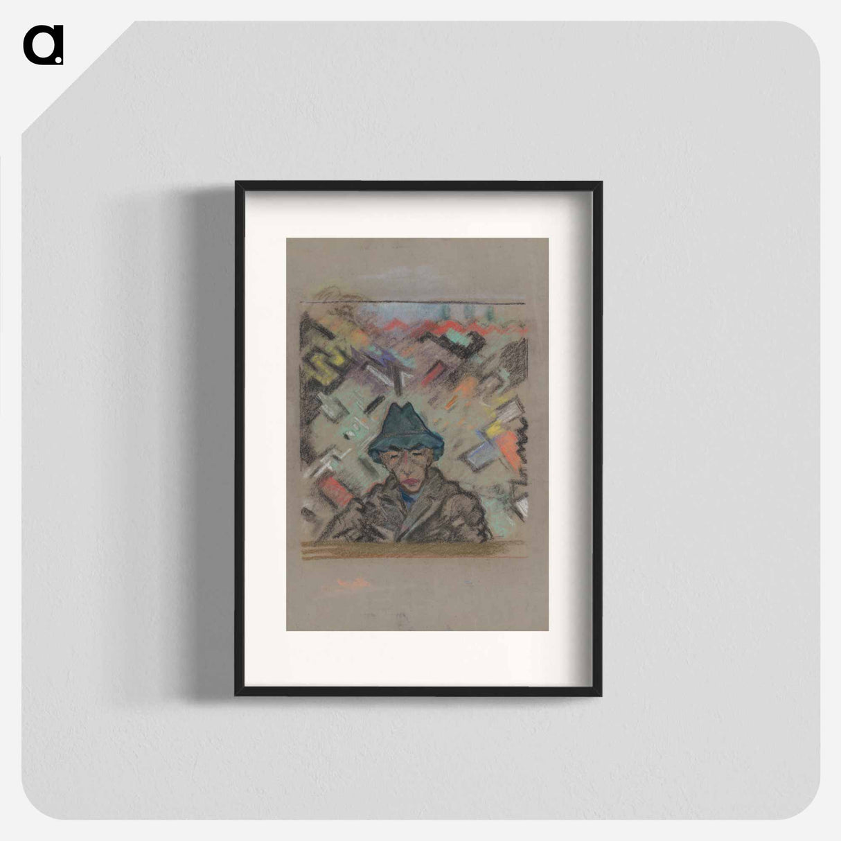 アートポスター-Bust of a man in a hat with decorative background - アーノルド ピーター ワイズ クビンチャン Poster.