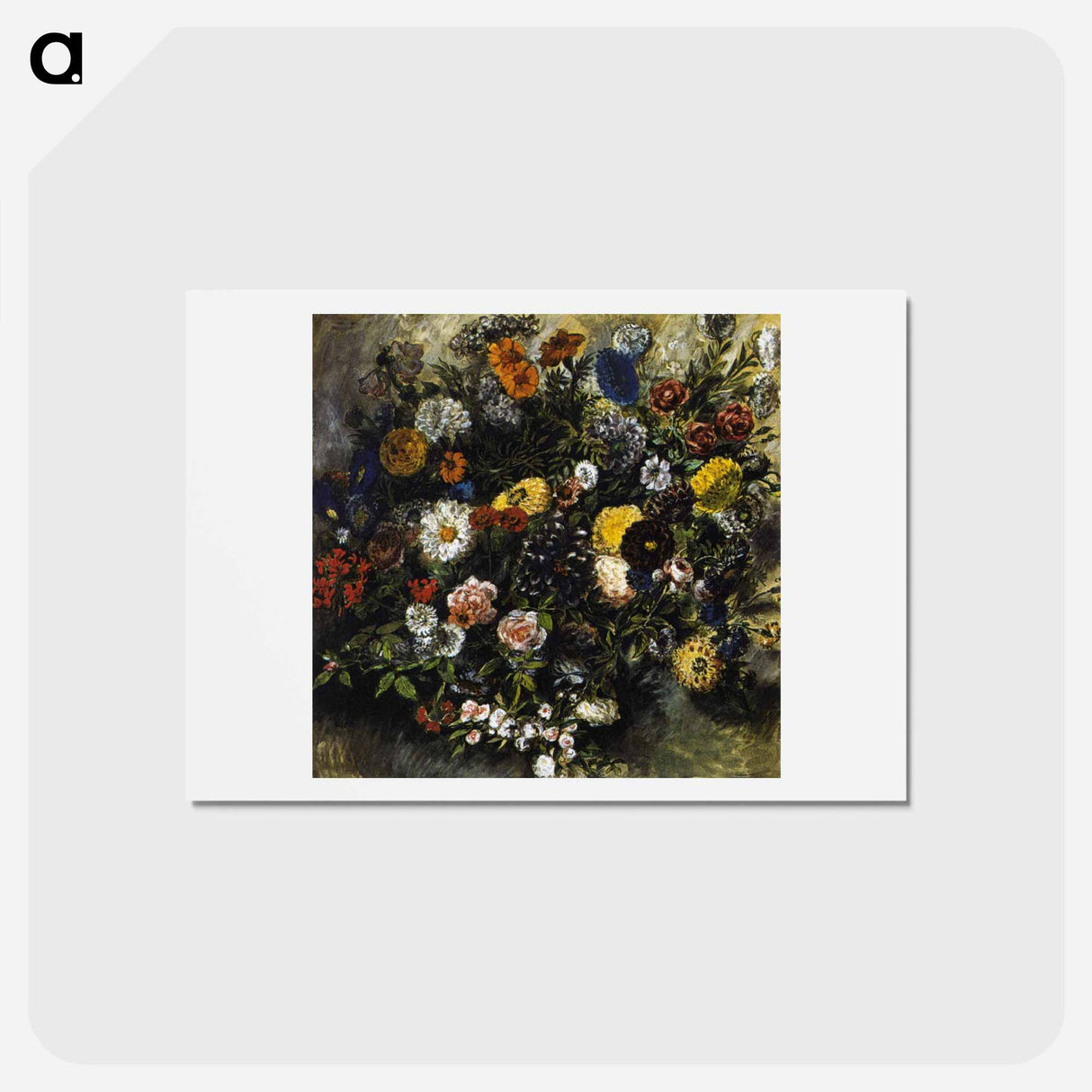アートポストカード-Bouquet of Flowers - ウジェーヌ ドラクロワ Postcard.