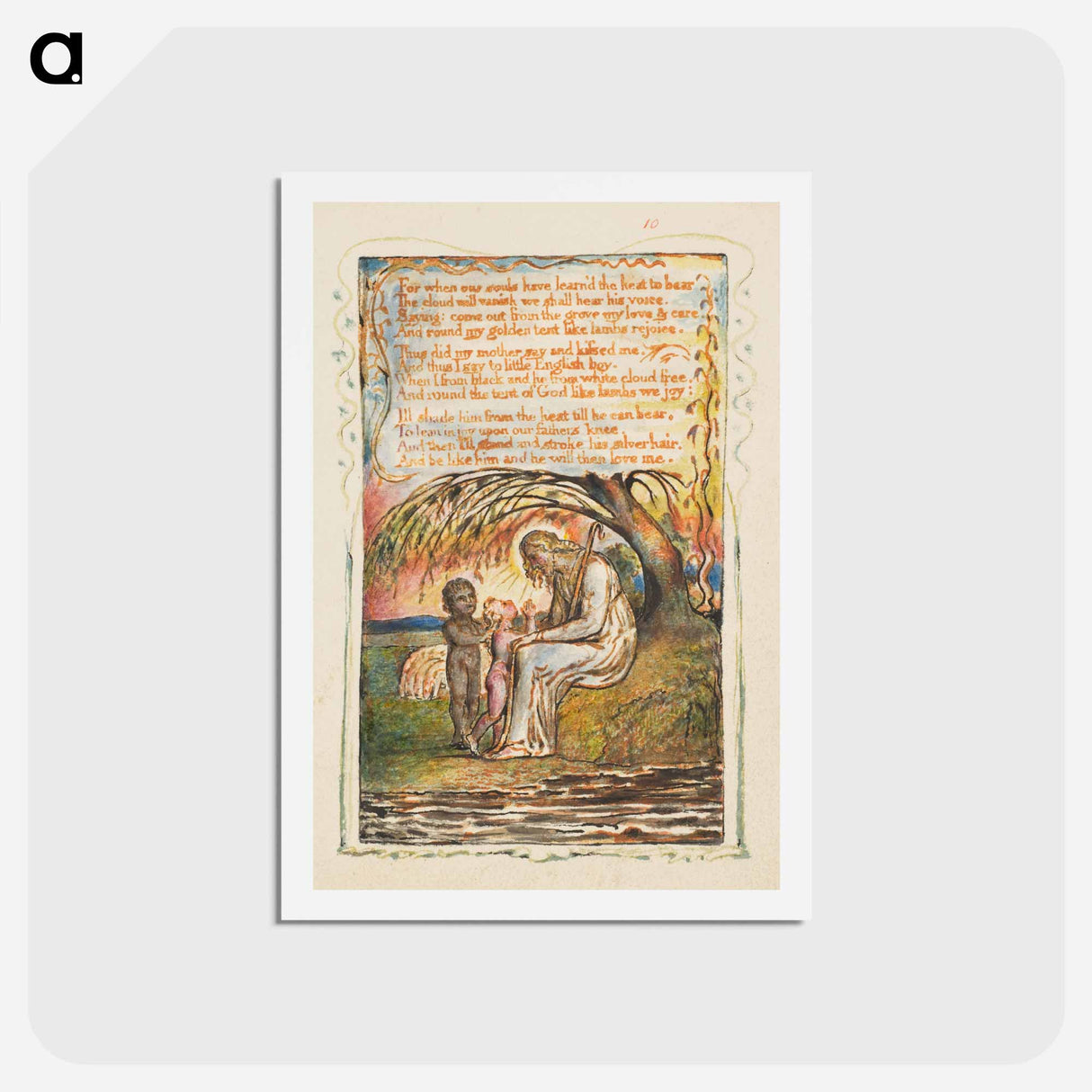 アートポストカード-Songs of Innocence and of Experience: Little Black Boy (second plate) - ウィリアム ブレイク Postcard.
