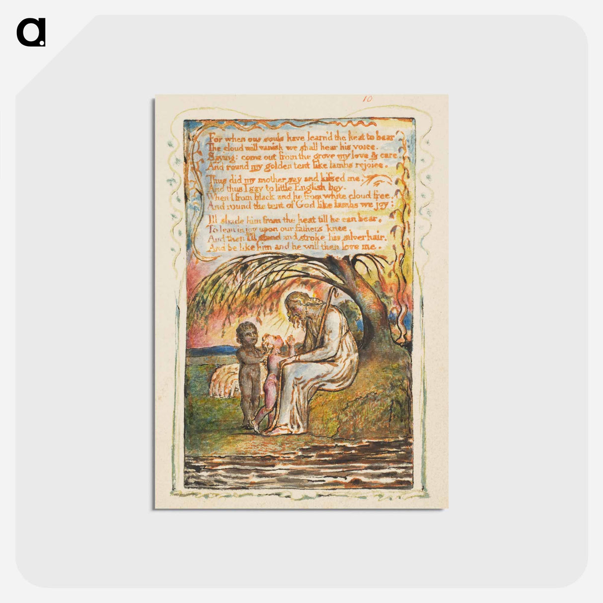 アートポストカード-Songs of Innocence and of Experience: Little Black Boy (second plate) - ウィリアム ブレイク Postcard.