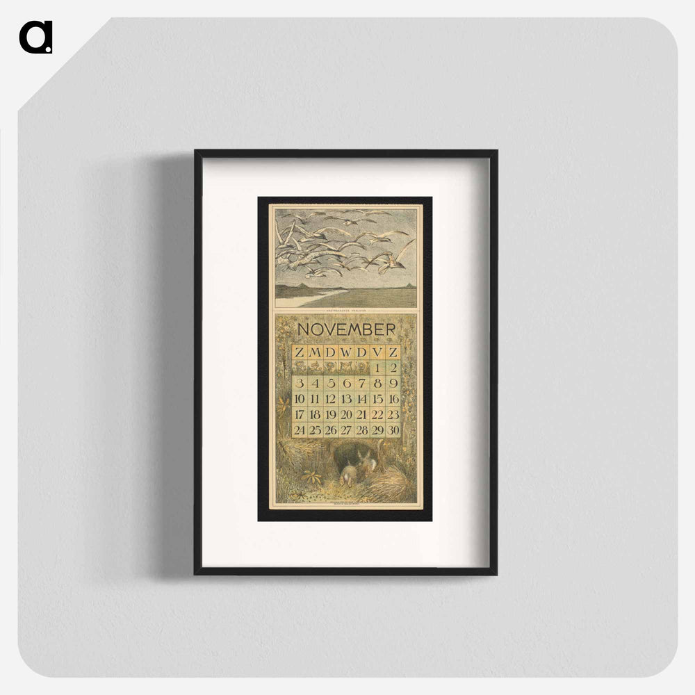 Calendar for November 1912 with children and children - Theo van Hoytema Poster.