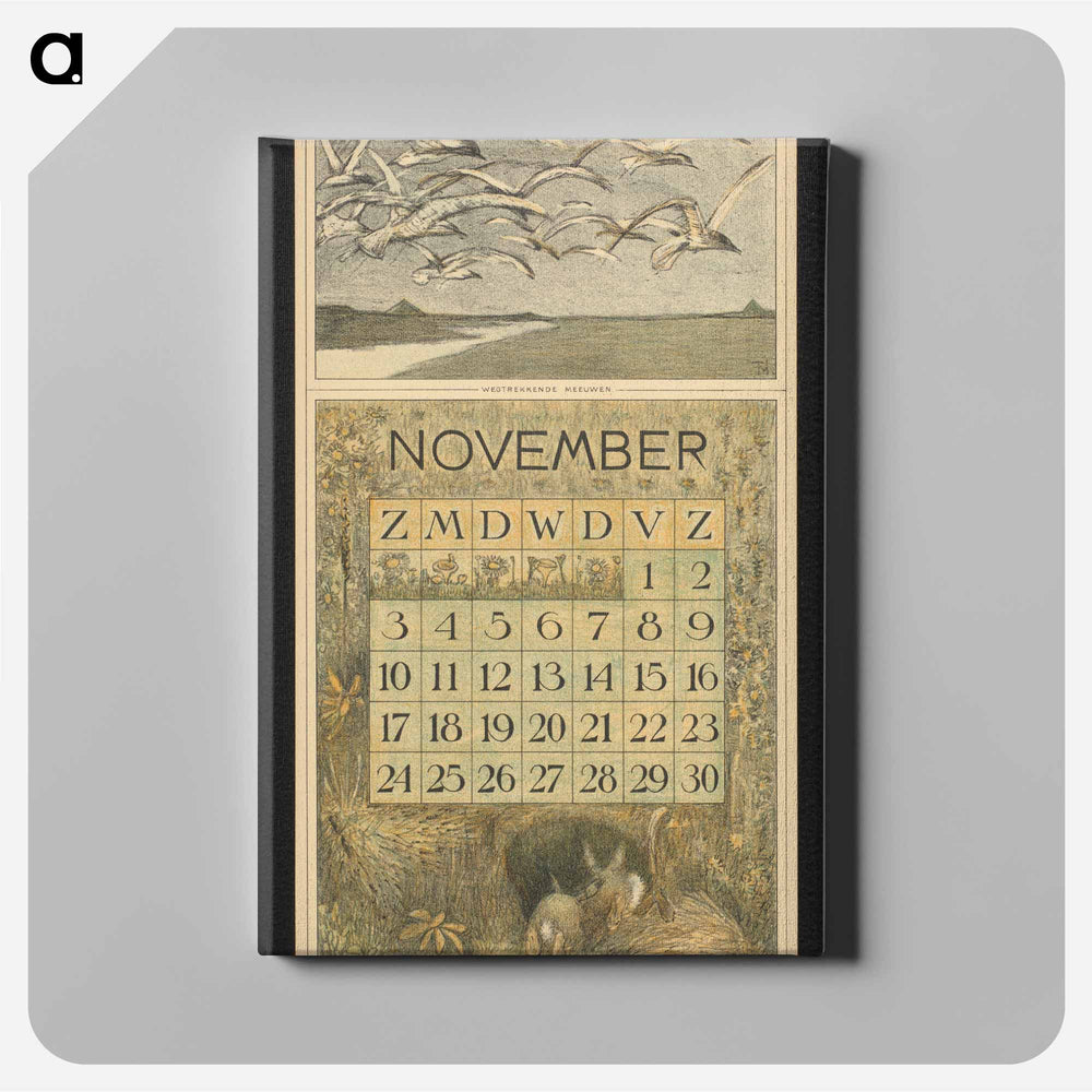 Calendar for November 1912 with children and children - Theo van Hoytema Canvas.