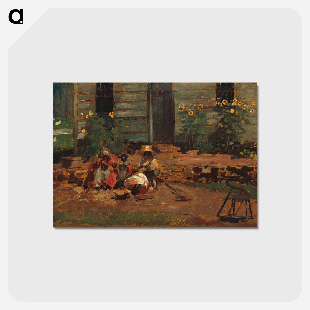 アートポストカード-Sketch of a Cottage Yard - ウィンスロー ホーマー Postcard.
