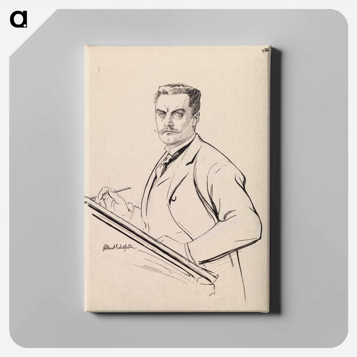 Self-portrait at the desk - アルバート エーデルフェルト Canvas.