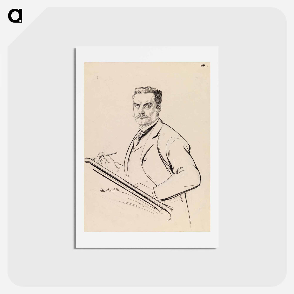 Self-portrait at the desk - アルバート エーデルフェルト Postcard.