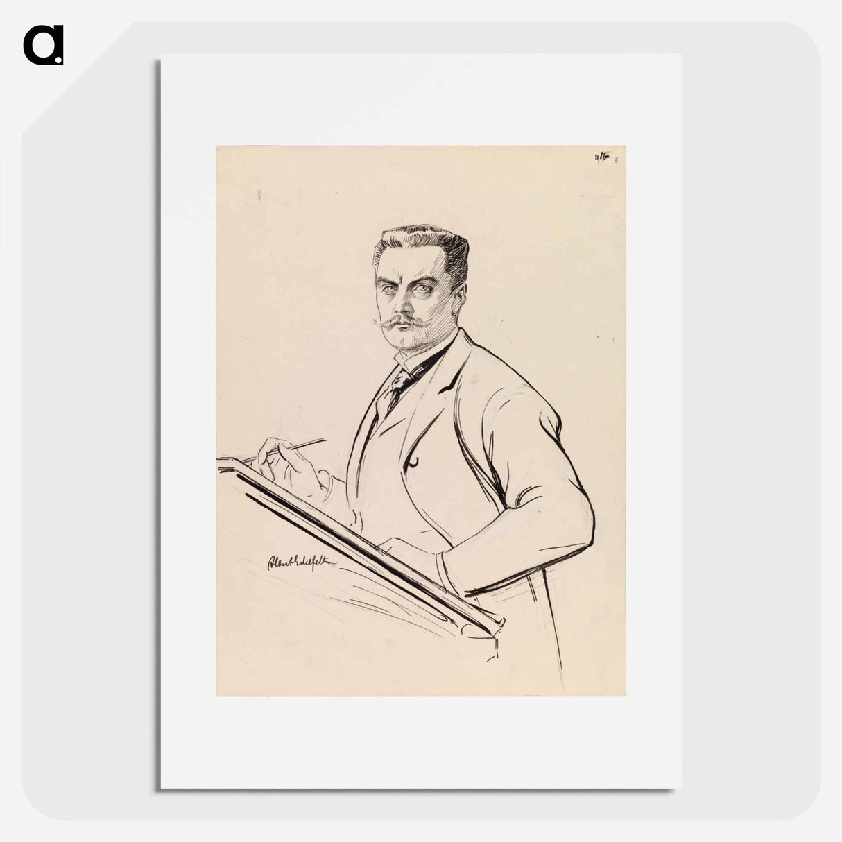 Self-portrait at the desk - アルバート エーデルフェルト Poster.