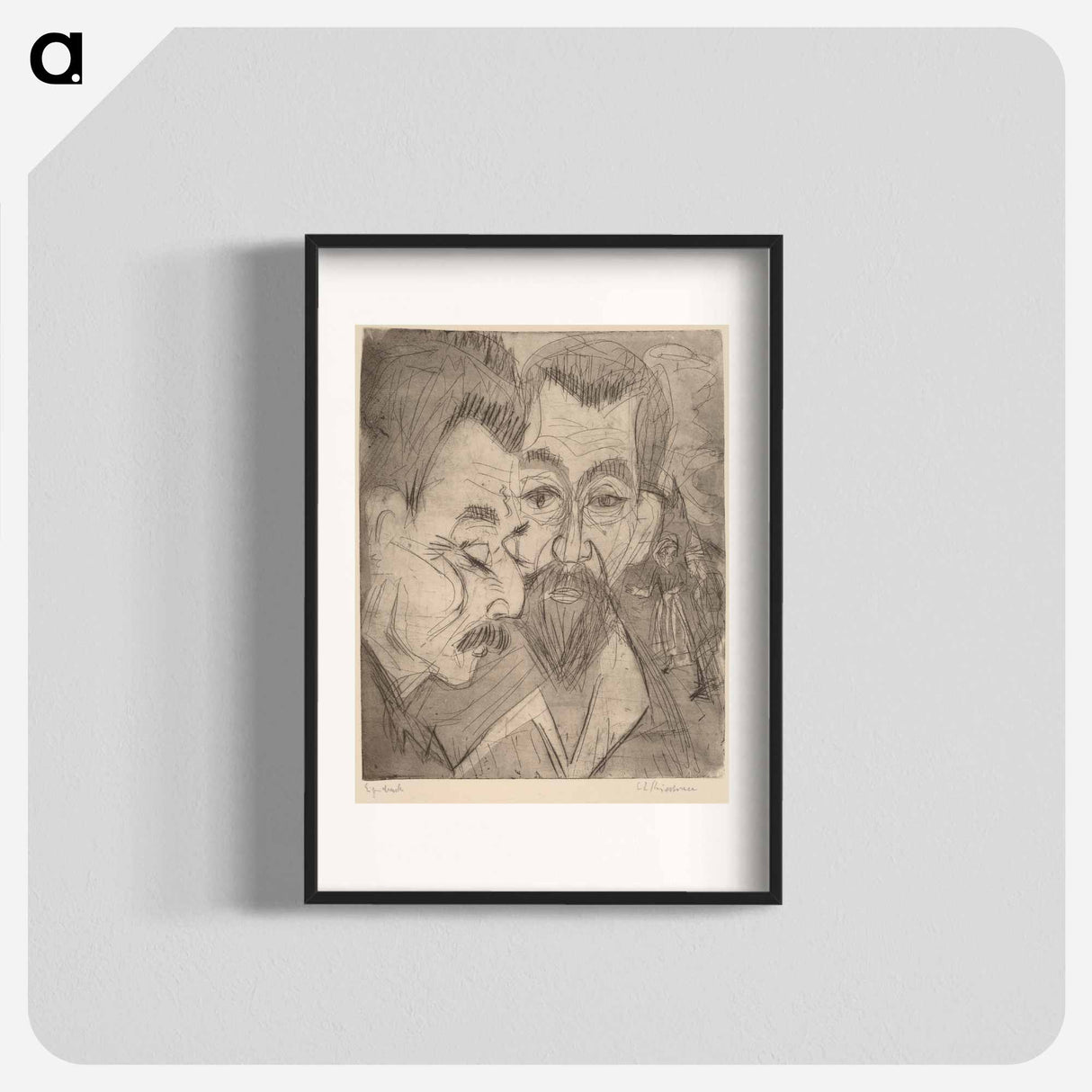 Two Peasant Heads - Ernst Ludwig Kirchner Poster.