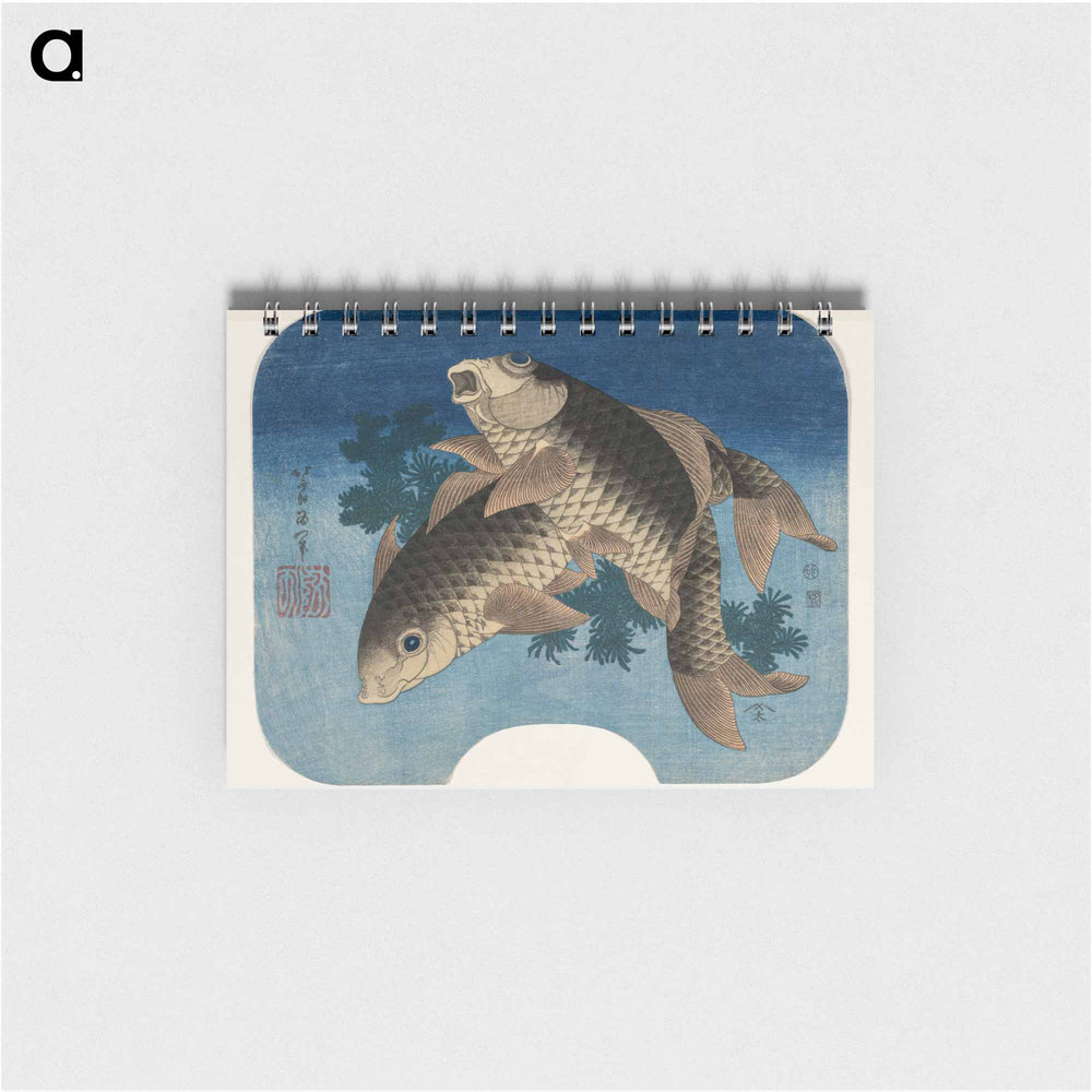 Hokusai's Carp Swimming by Water Weeds - 葛飾 北斎 Memo.