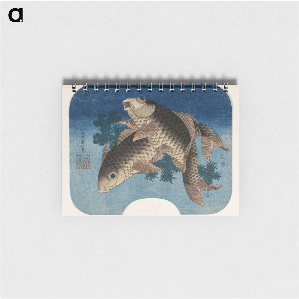 Hokusai's Carp Swimming by Water Weeds - 葛飾 北斎 Memo.