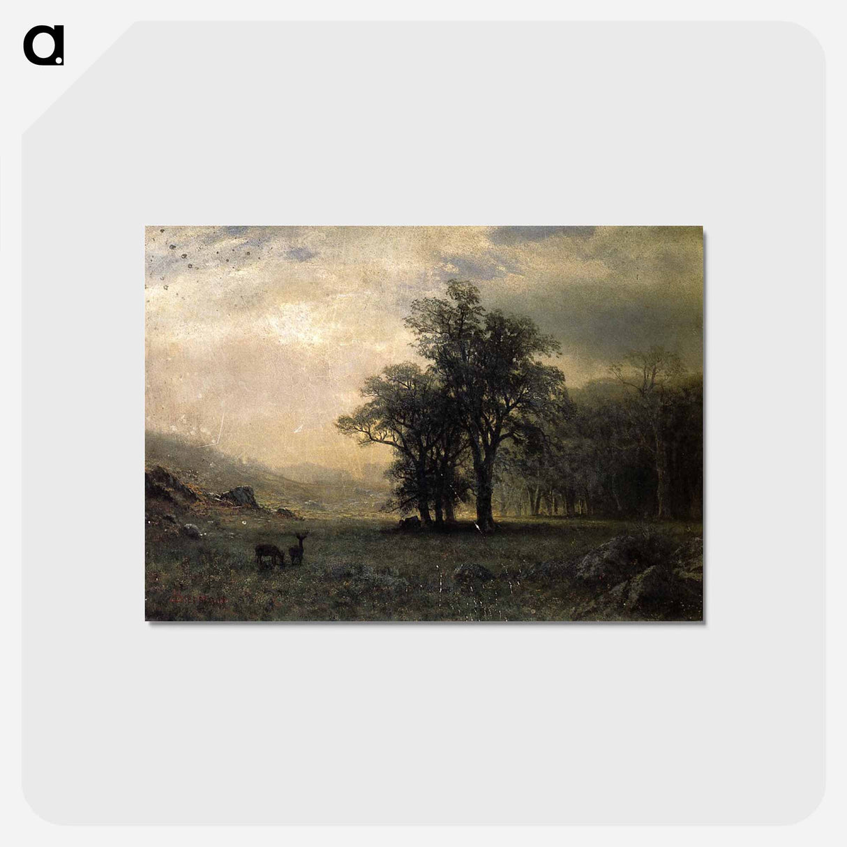 Deer in a Landscape - アルバート ビアスタット Postcard.