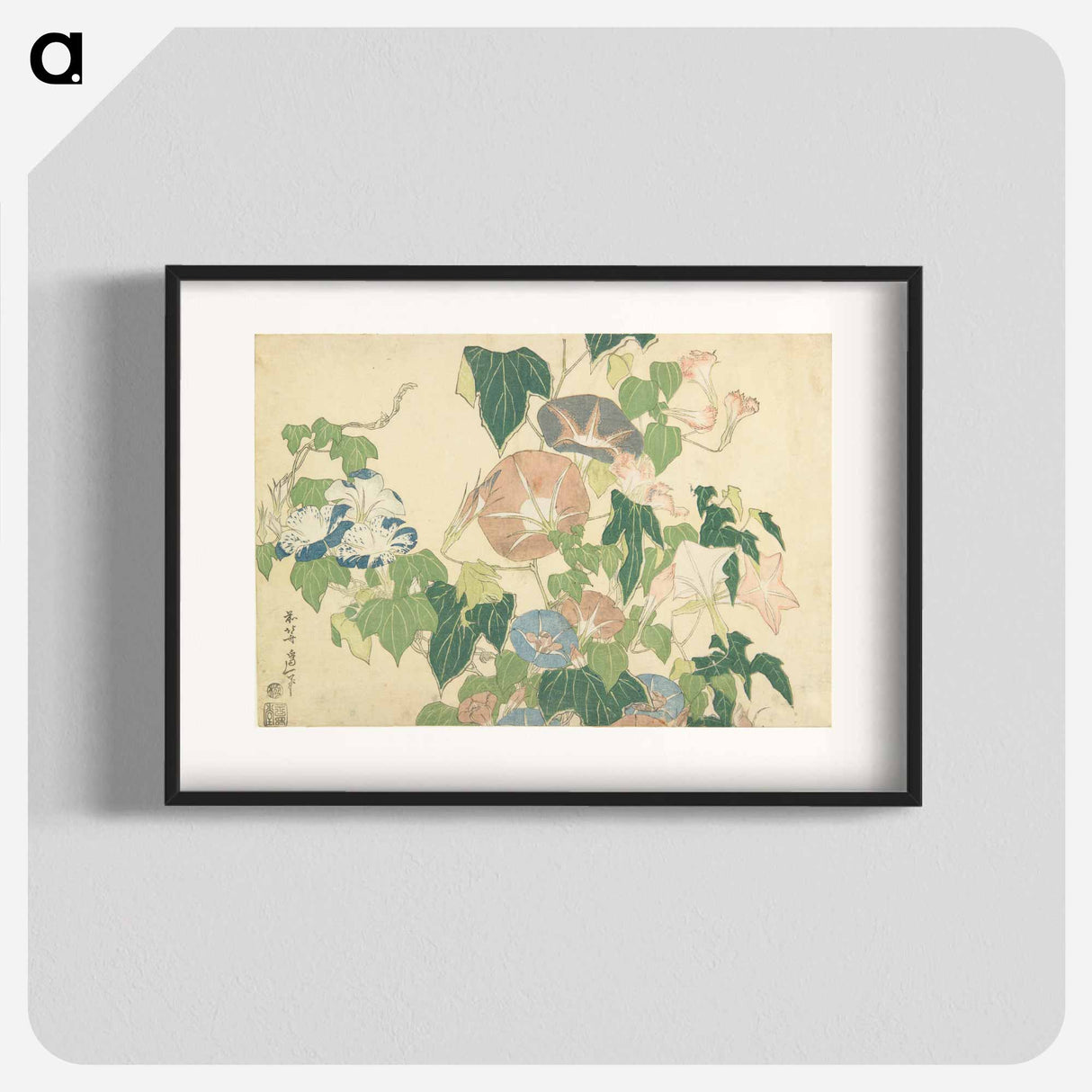 アートポスター-Morning Glories and Tree Frog - 葛飾 北斎 Poster.