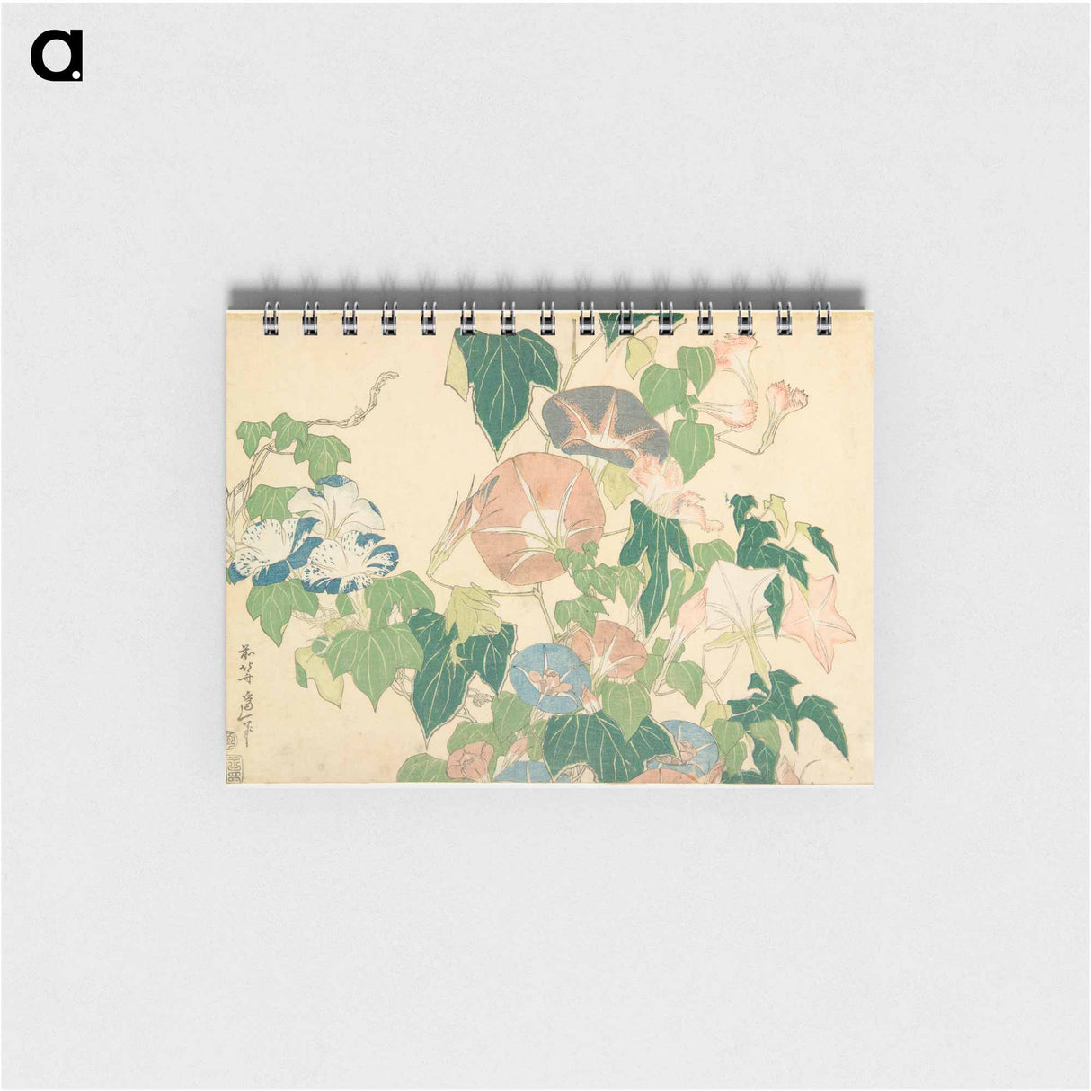 Morning Glories and Tree Frog - 葛飾 北斎 Memo.