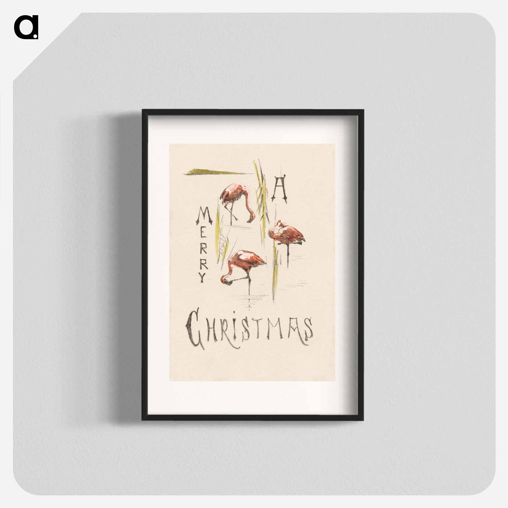 Kerstkaart meets three flamingos - Theo van Hoytema Poster.