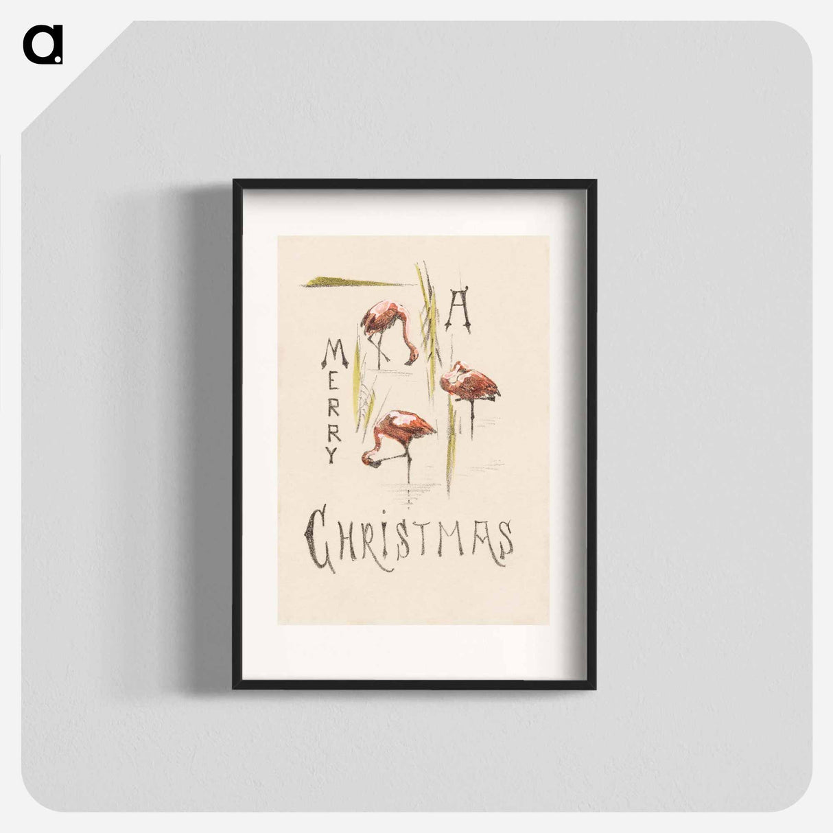 Kerstkaart meets three flamingos - Theo van Hoytema Poster.