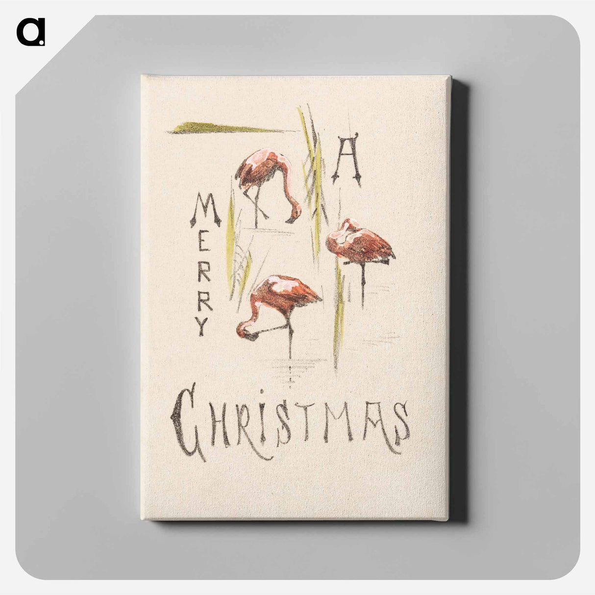 Kerstkaart met dry flamingo's - Theo van Hoytema Canvas.