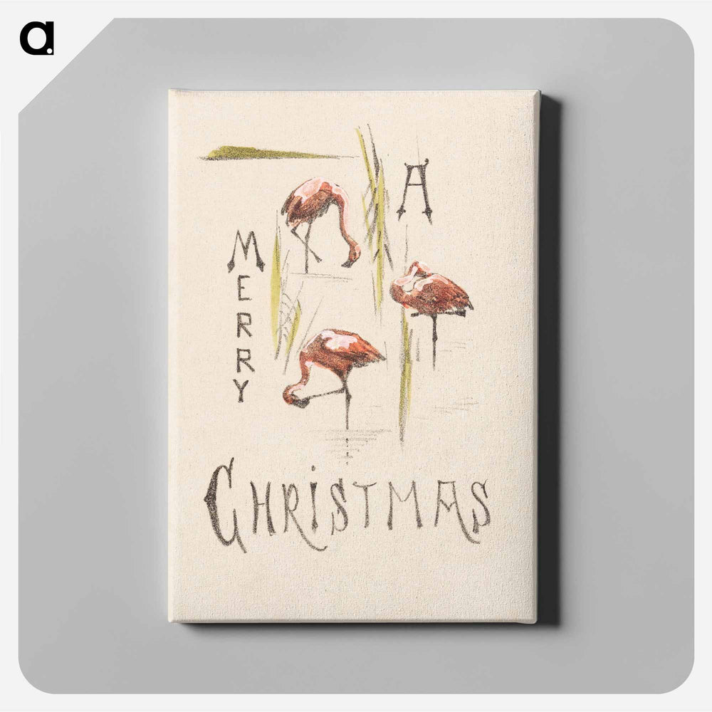 Kerstkaart met dry flamingo's - Theo van Hoytema Canvas.