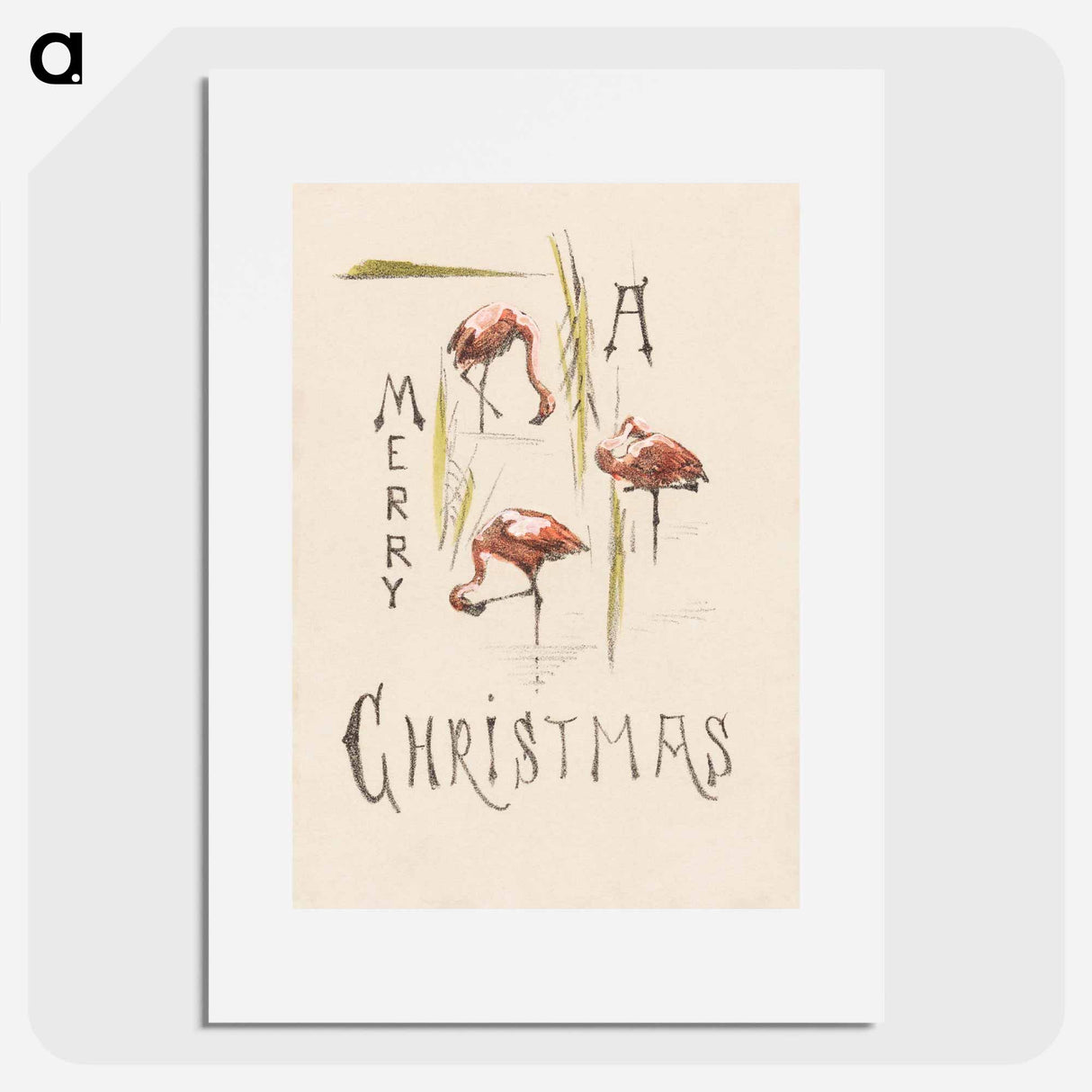 Kerstkaart meets three flamingos - Theo van Hoytema Poster.