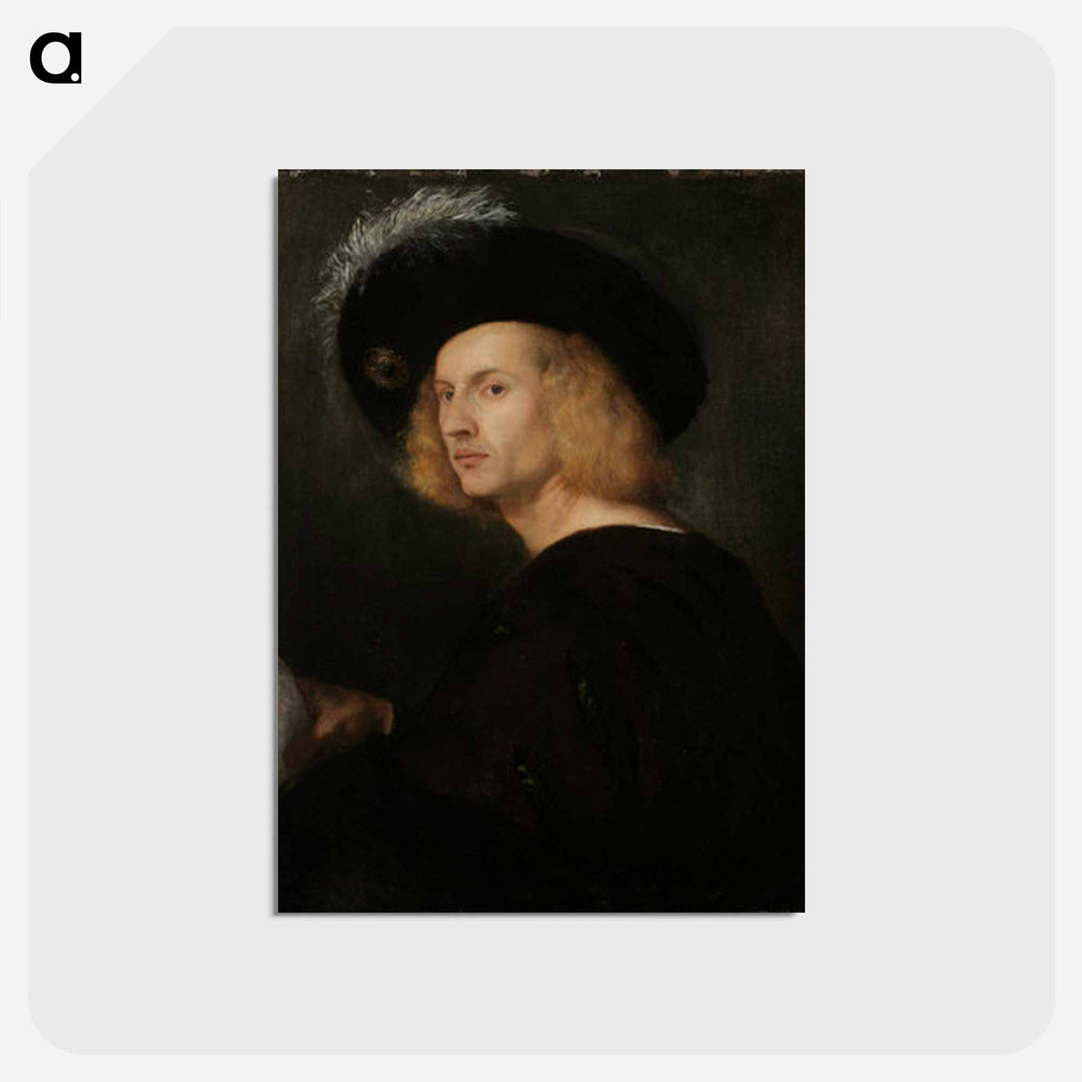 アートポストカード-An Unknown Man in a Black Plumed Hat - ティツィアーノ ヴェチェッリオ Postcard.
