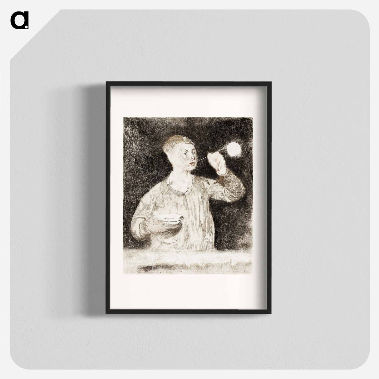 アートポスター-Boy Blowing Soap Bubbles - エドゥアール マネ Poster.