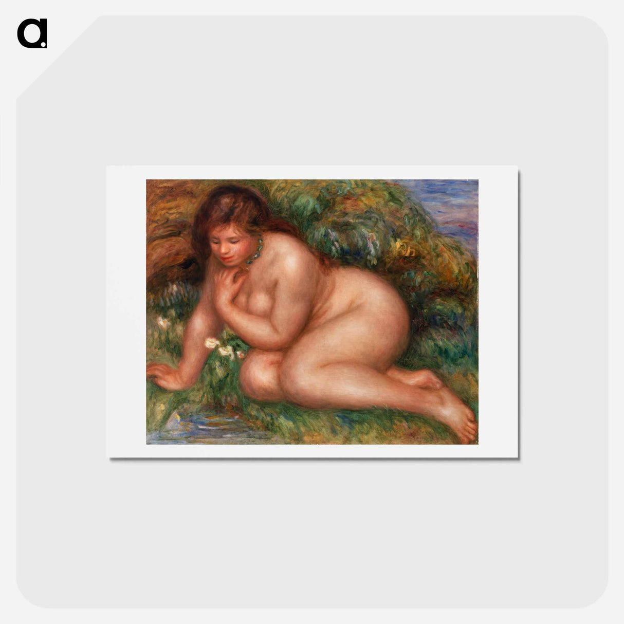 アートポストカード-Bather Gazing at Herself in the Water - ピエール オーギュスト ルノワール Postcard.