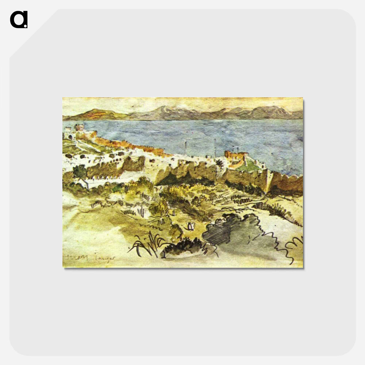 アートポストカード-Bay of Tangier in Morocco - ウジェーヌ ドラクロワ Postcard.