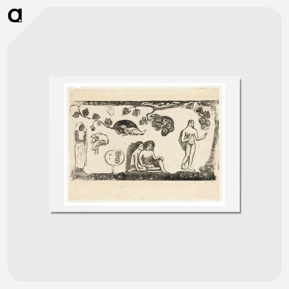 アートポストカード-Women, Animals, and Foliage - ポール ゴーギャン Postcard.