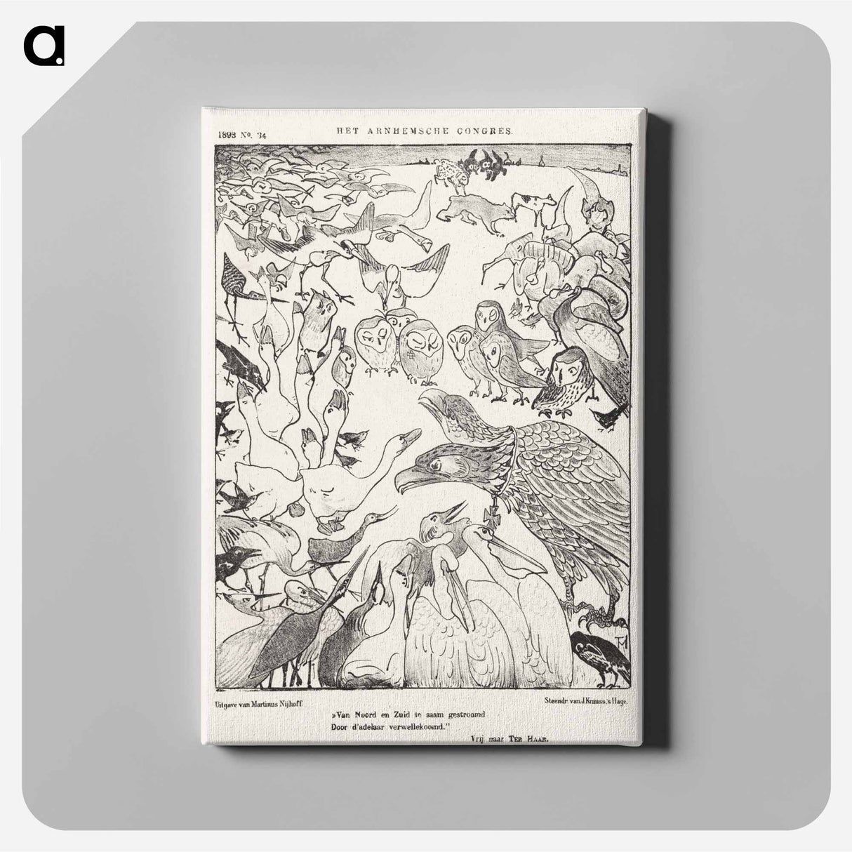 Tweekoppige adelaar omringd door vogels - Theo van Hoytema Canvas.