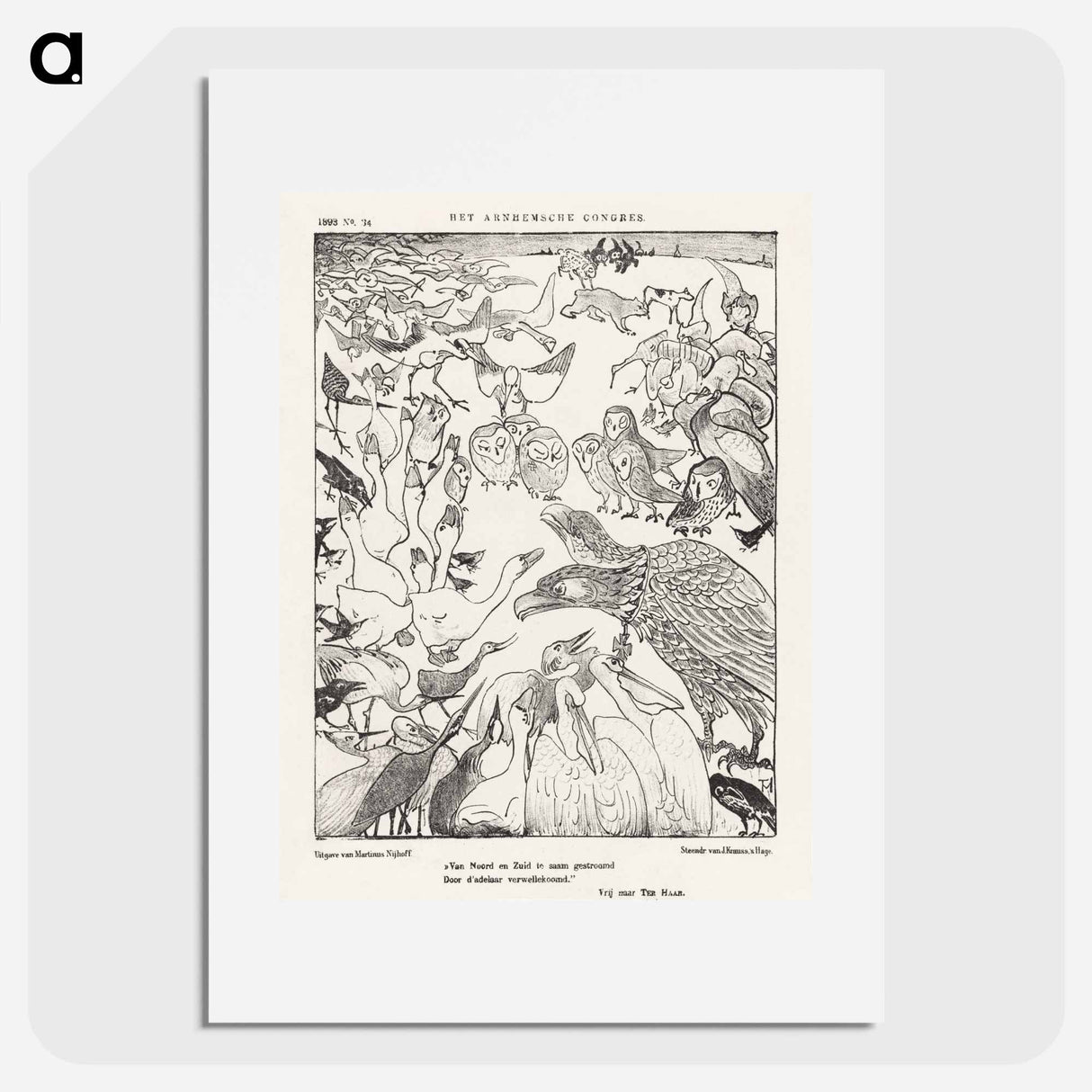 Tweekoppige adelaar omringd door vogels - Theo van Hoytema Poster.