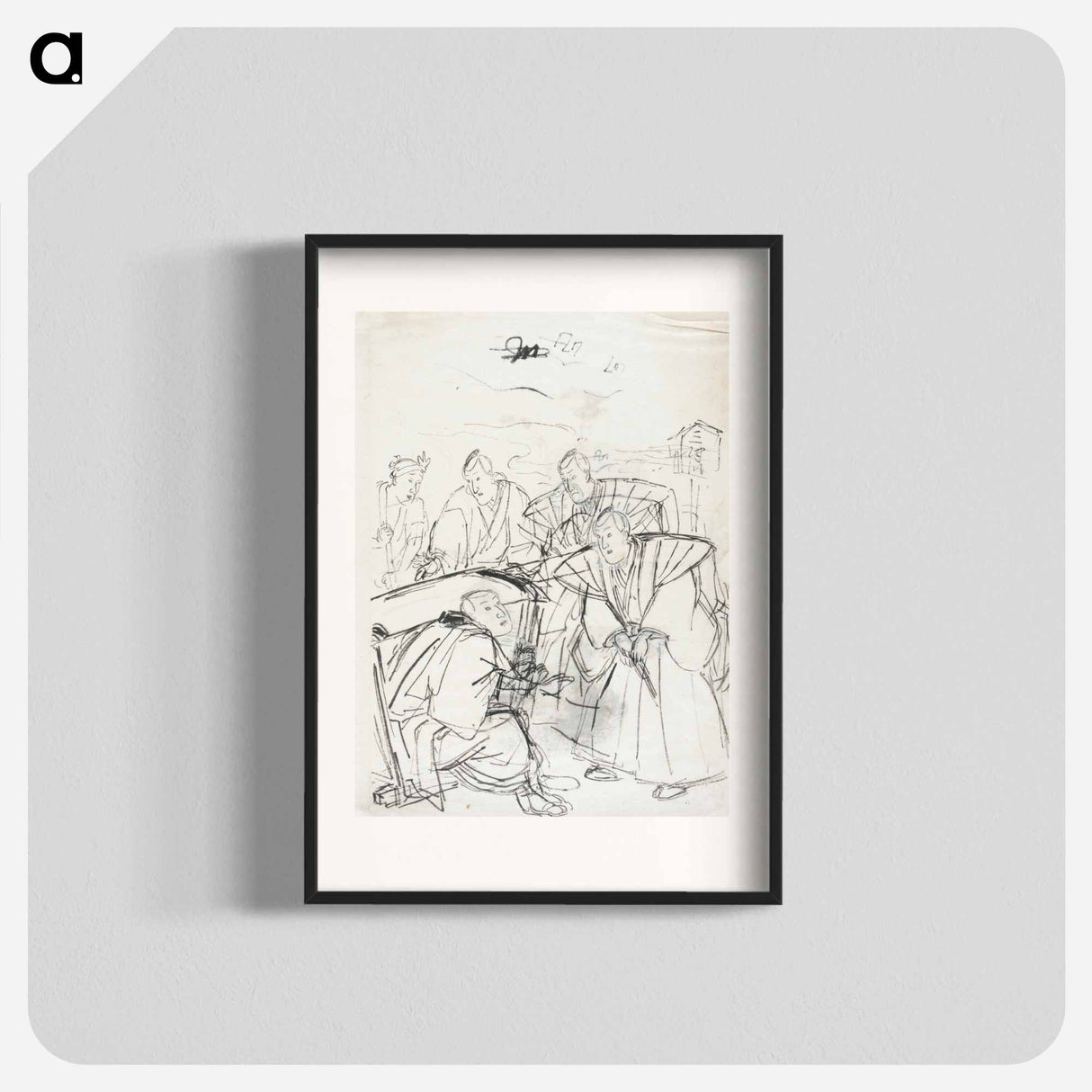 Sketch of a Scene from a Kabuki Play by Utagawa Kuniyoshi - 歌川 国芳 Poster.