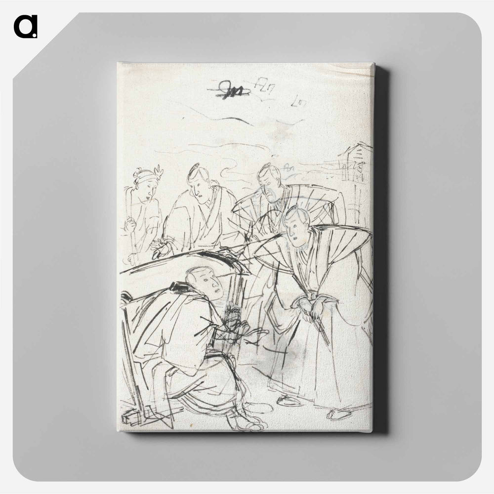 Sketch of a Scene from a Kabuki Play by Utagawa Kuniyoshi - 歌川 国芳 Canvas.