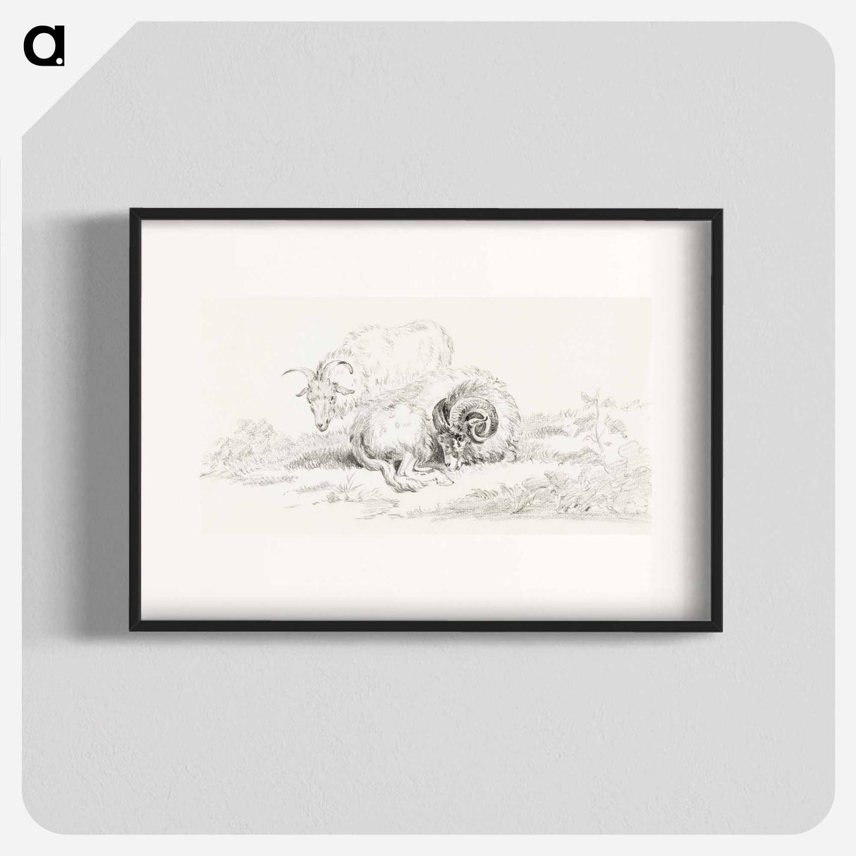 Lying goat and a standing goat - ジャン ベルナール Poster.