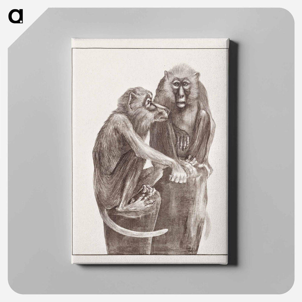 Twee hondapen op boomstronken - Theo van Hoytema Canvas.