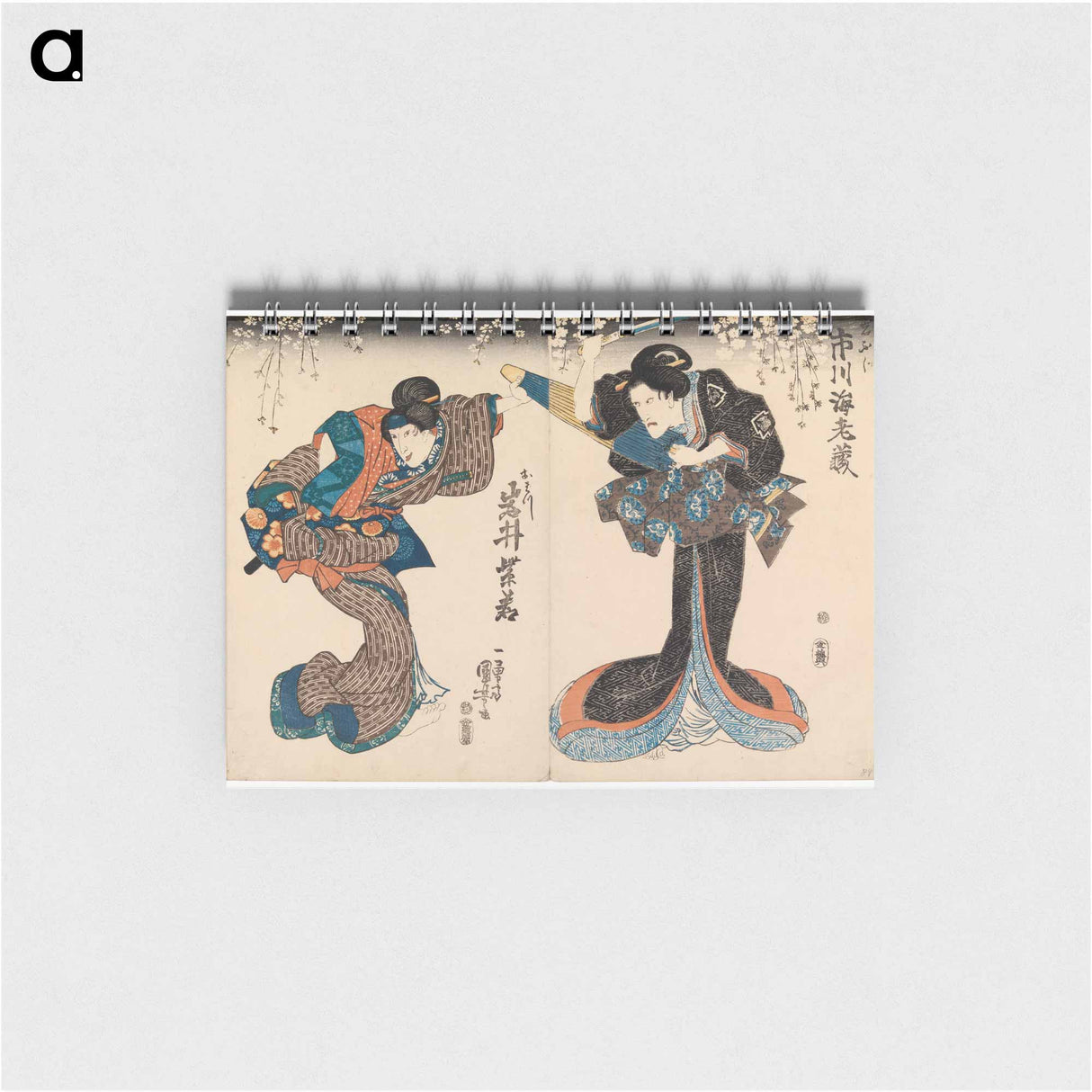 Kohtaus kabuki-näytelmästä, kaksi onnagata näyttelijää - 歌川 国芳 Memo.