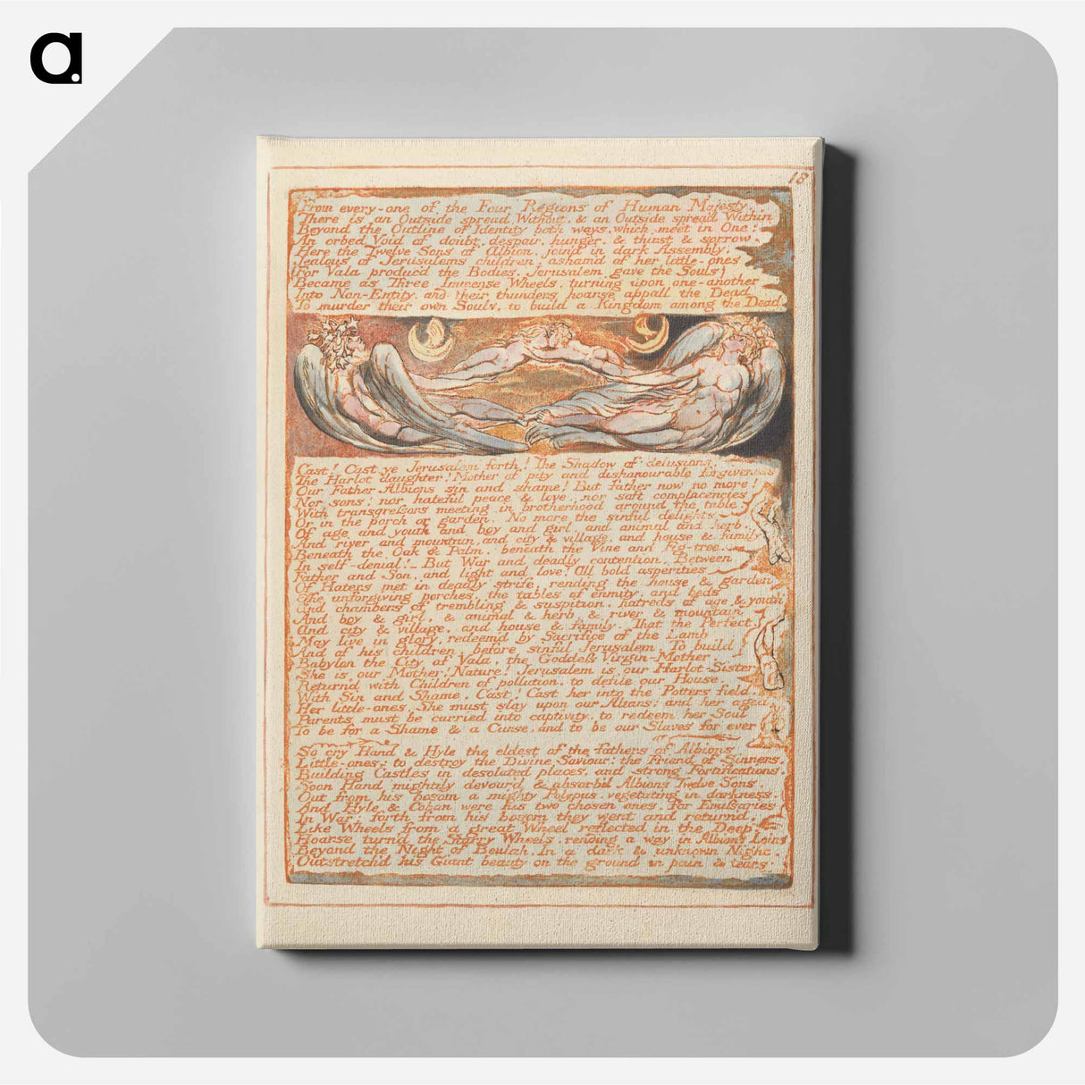 Jerusalem, Plate 18, "From every-one of the Four Regions...." - William Blake Canvas.