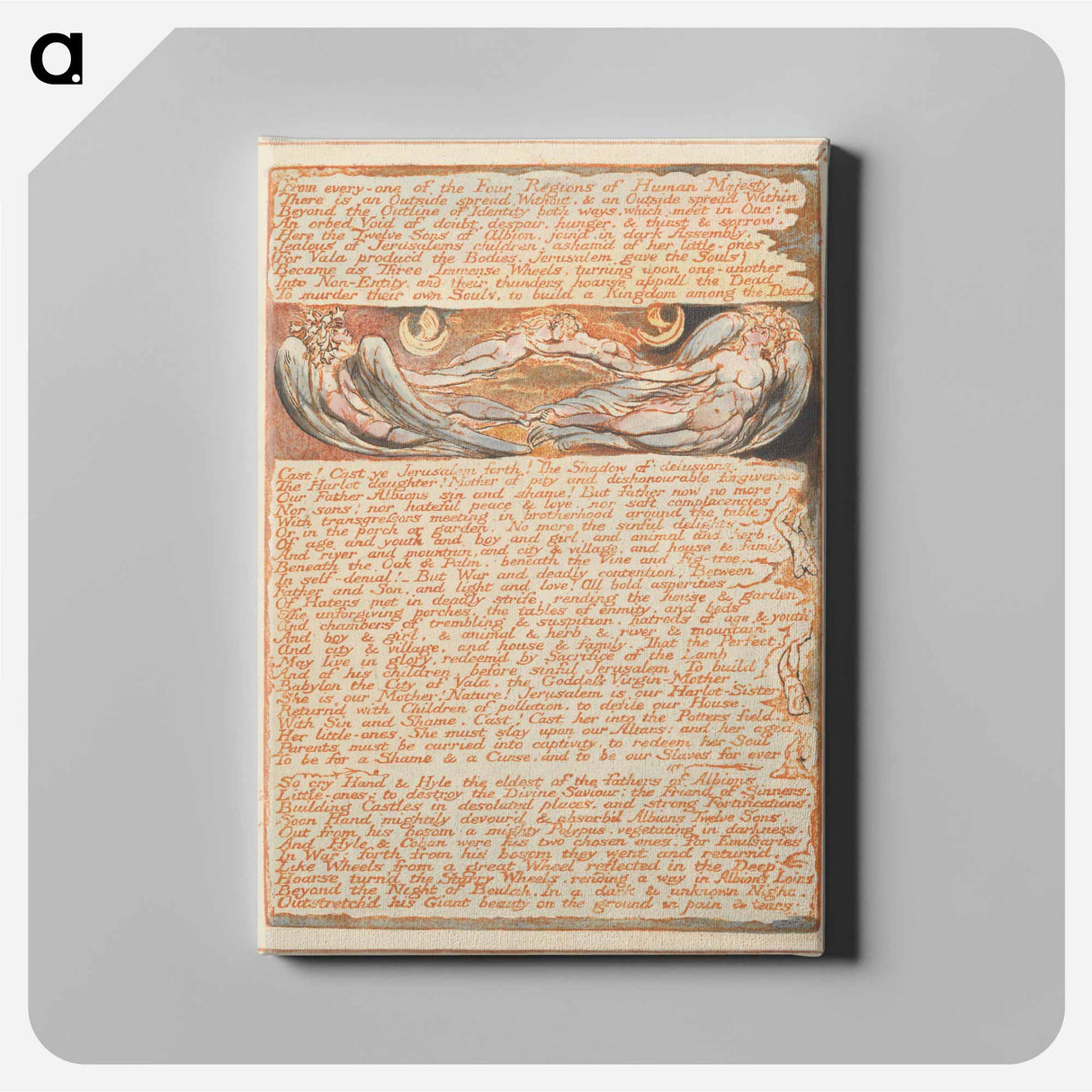 アートパネル-Jerusalem, Plate 18, "From every-one of the Four Regions...." - ウィリアム ブレイク Canvas.