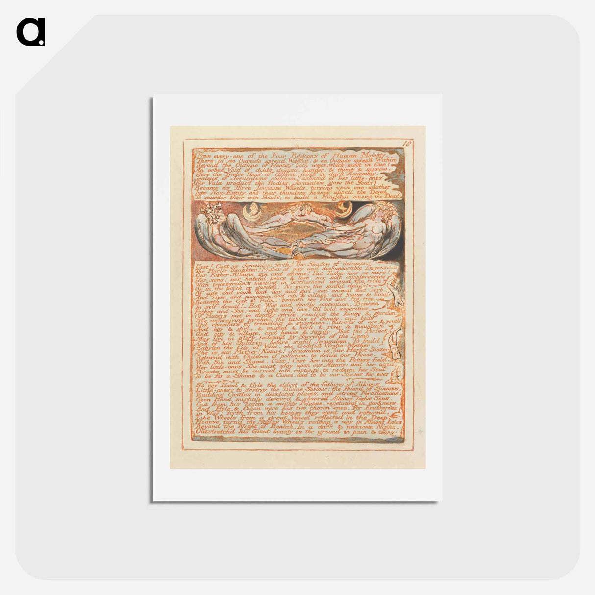 アートポストカード-Jerusalem, Plate 18, "From every-one of the Four Regions...." - ウィリアム ブレイク Postcard.