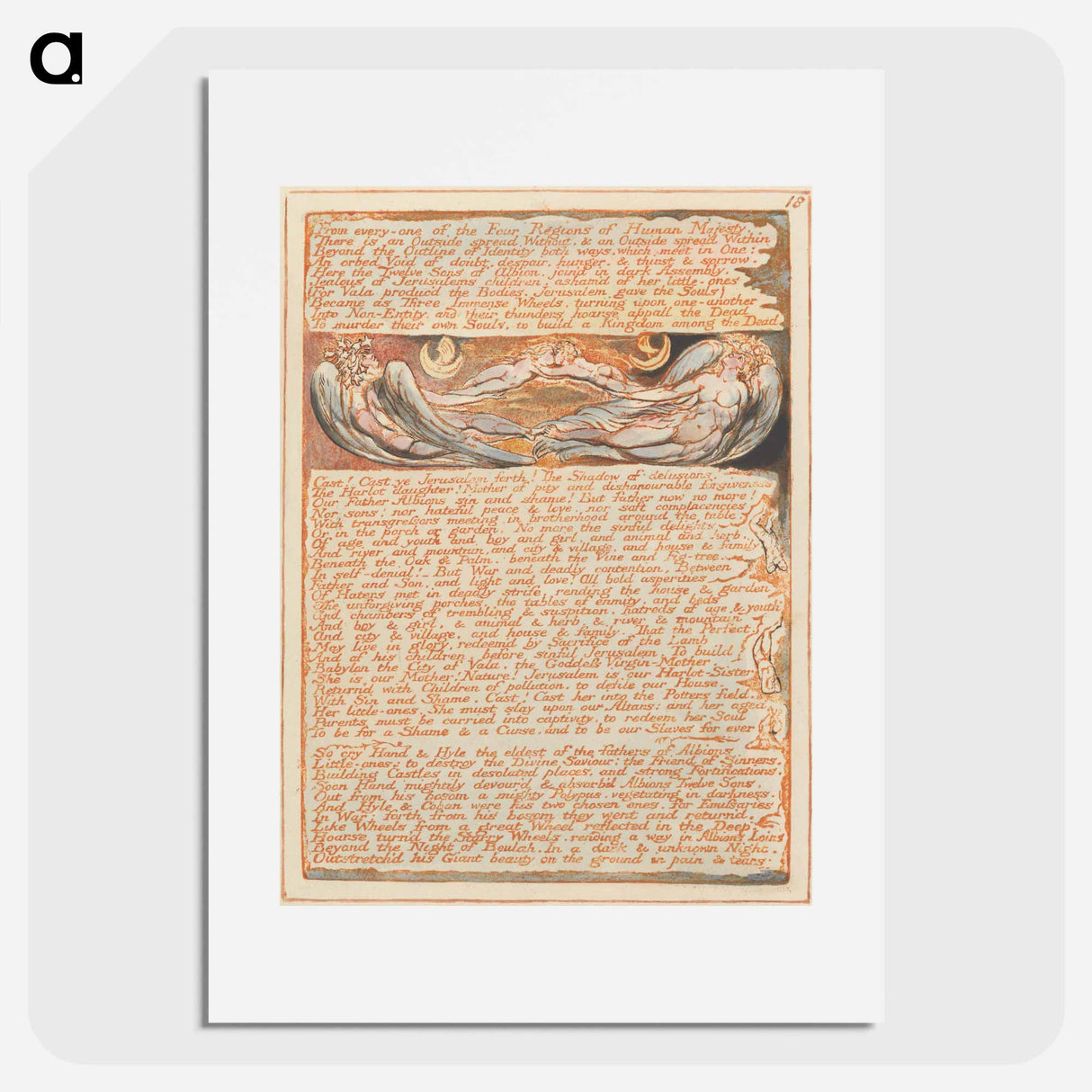 アートポスター-Jerusalem, Plate 18, "From every-one of the Four Regions...." - ウィリアム ブレイク Poster.
