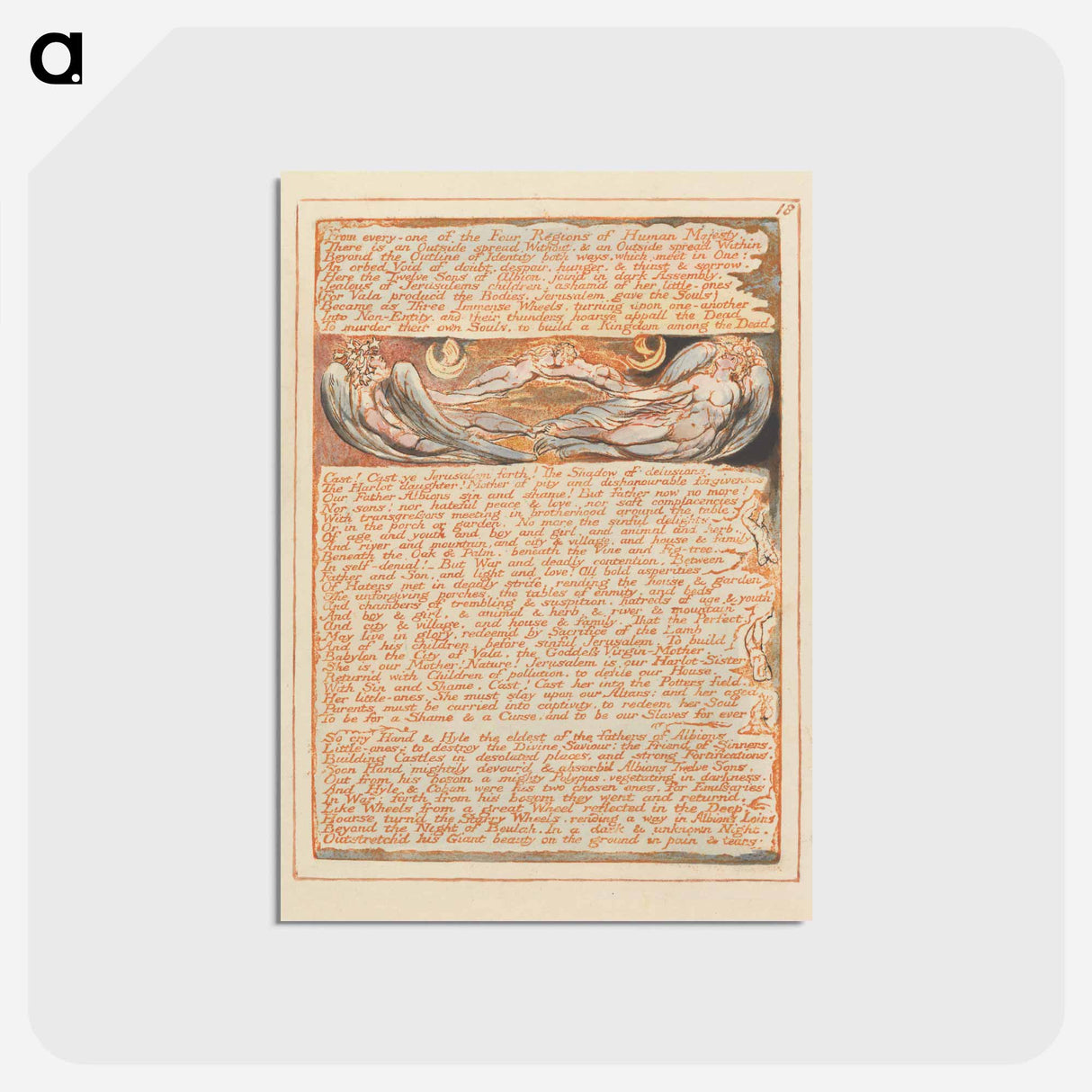 アートポストカード-Jerusalem, Plate 18, "From every-one of the Four Regions...." - ウィリアム ブレイク Postcard.