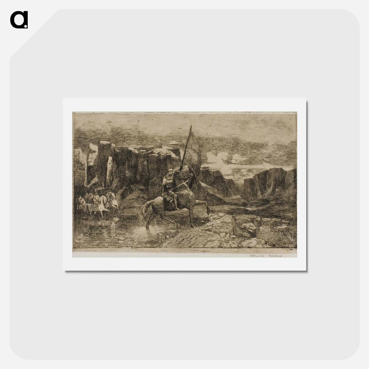 アートポストカード-Standard-Bearer Crossing a Stream - オディロン ルドン Postcard.