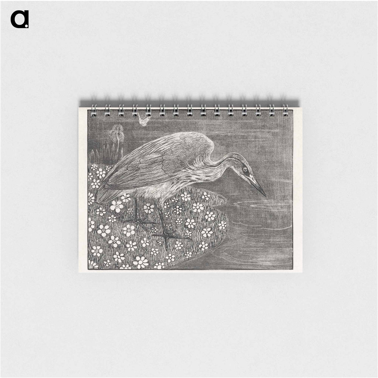 アートメモ帳-Aankondiging met reiger voor serie 'Dierstudies' - テオ ヴァン ホイテマ Memo.