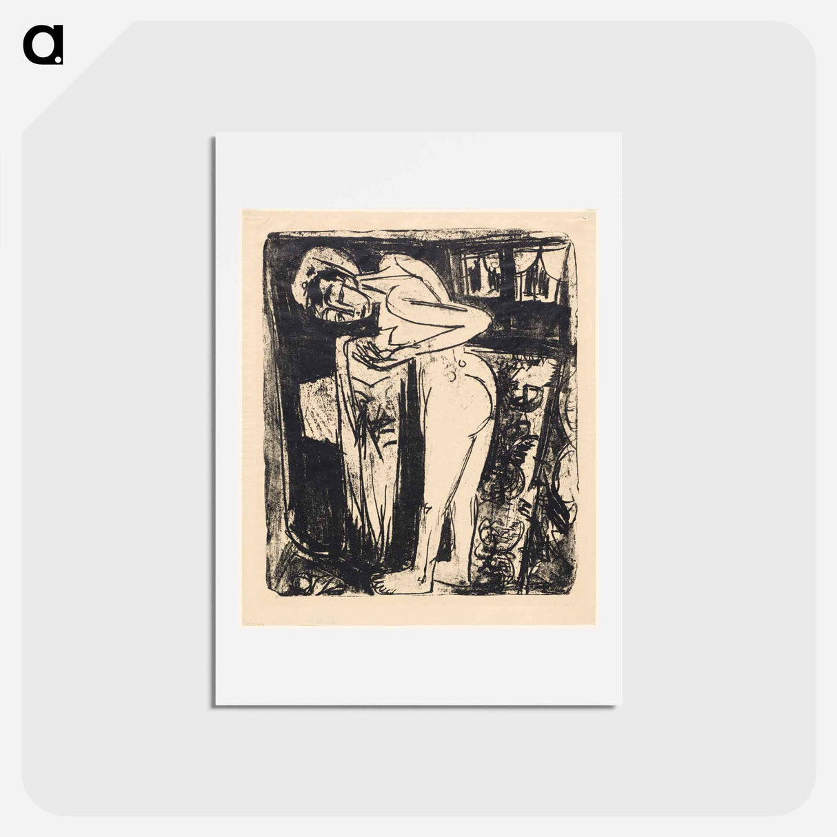 アートポストカード-Standing Nude in a Room - エルンスト ルートヴィヒ キルヒナー Postcard.