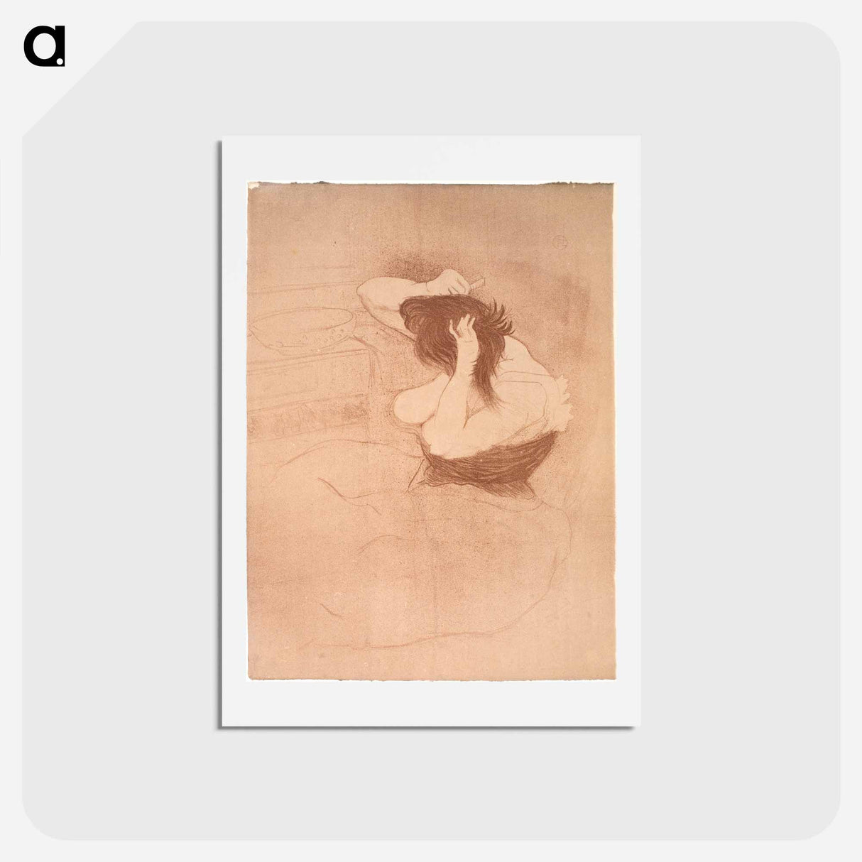 アートポストカード-Femme qui se peigne, la Coiffure - アンリ ド トゥールーズ ロートレック Postcard.