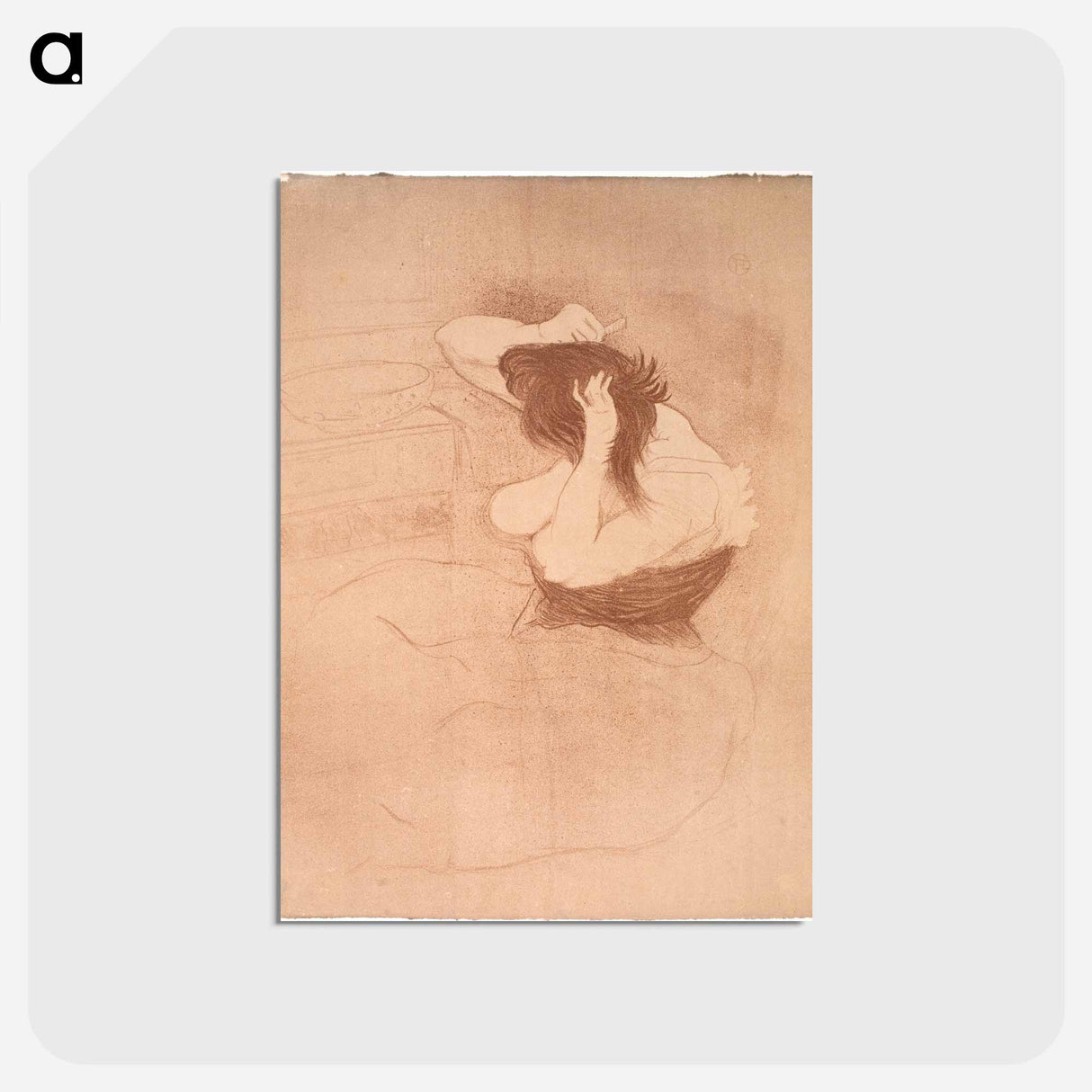 アートポストカード-Femme qui se peigne, la Coiffure - アンリ ド トゥールーズ ロートレック Postcard.