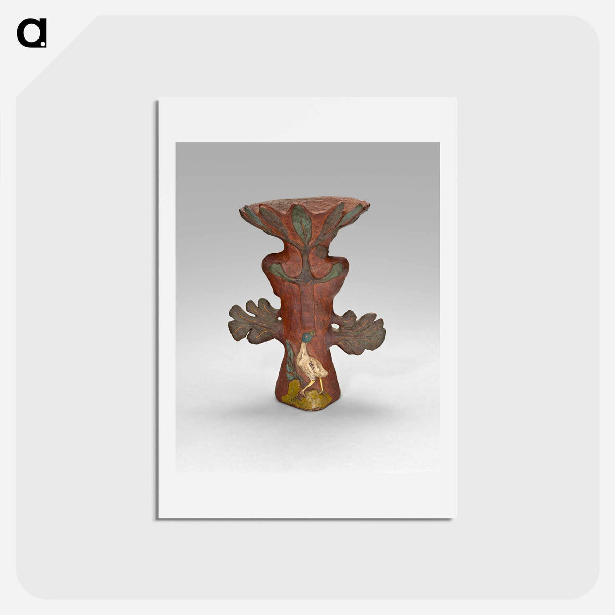 アートポストカード-Vase in the Form of a Tropical Plant with Bird and Deity - ポール ゴーギャン Postcard.